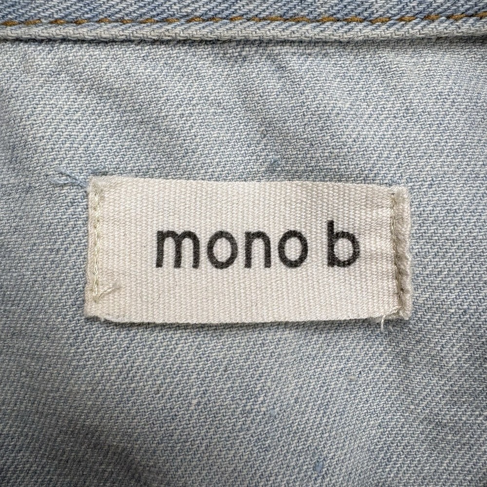 Mono B Denim Jean Jacket Womens M Light Wash Distressed Shredded Ripped Grunge - Picture 5 of 8